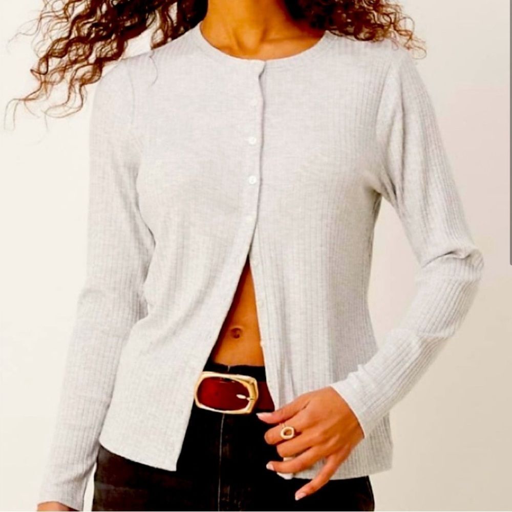 Abercrombie and fitch ribbed long sleeve button shirt gray